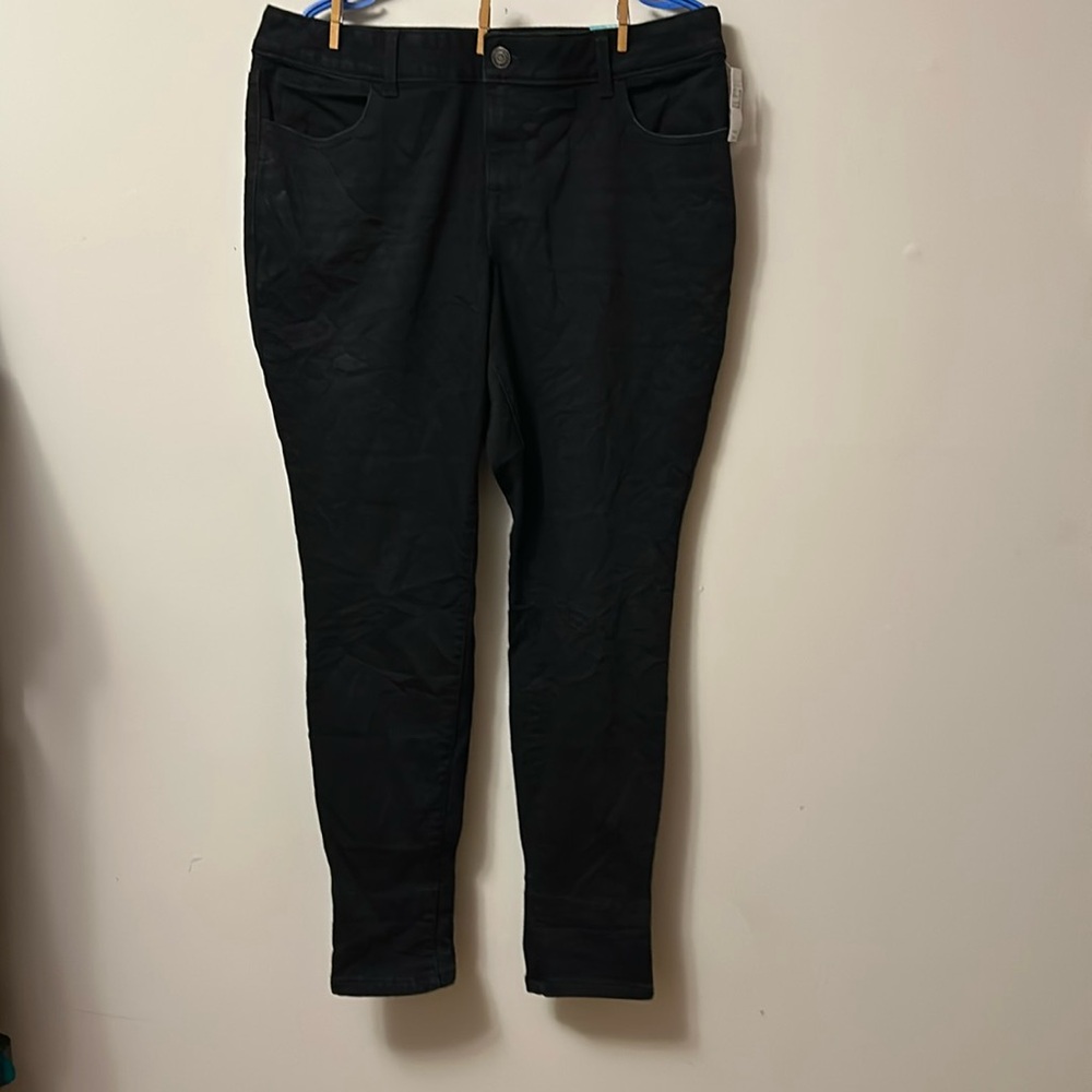 M jeans by Maurices low rise super soft black jeggings front zip pocket size XXL